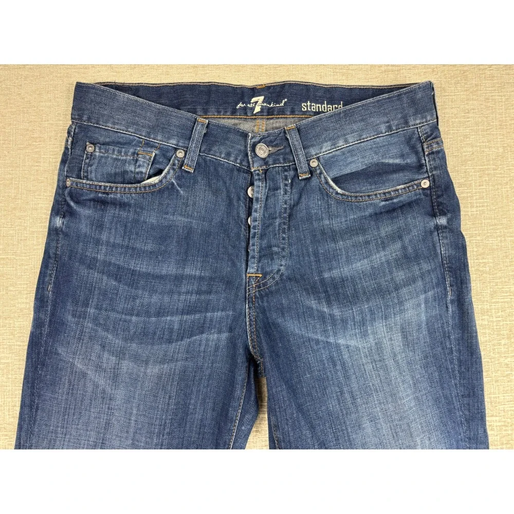 7 For All Mankind Mens 31x31 Standard Straight Leg Blue Cotton Button Fly Jeans